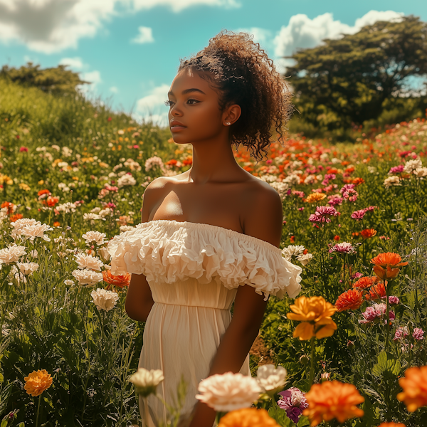 Woman in Flower Field