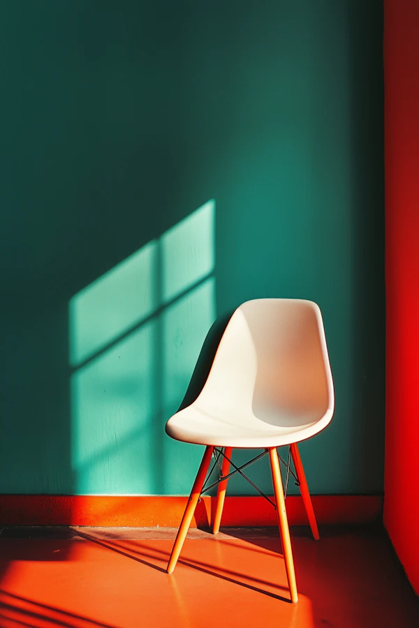 Modern Chair Against Teal Wall