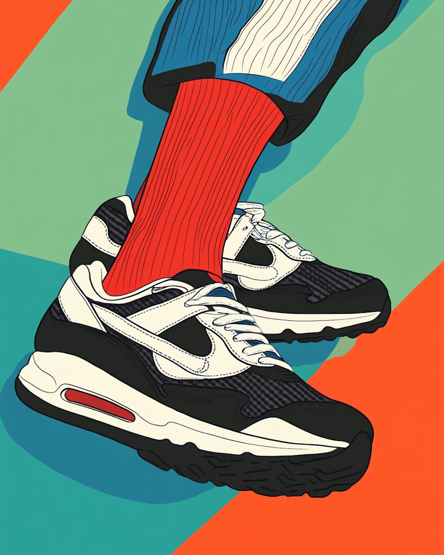 Stylish Sneakers on Colorful Background