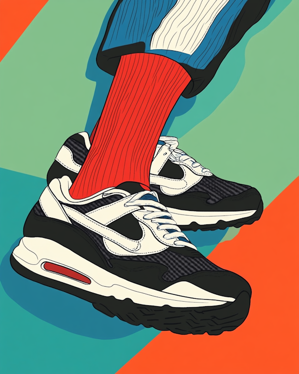 Stylish Sneakers on Colorful Background