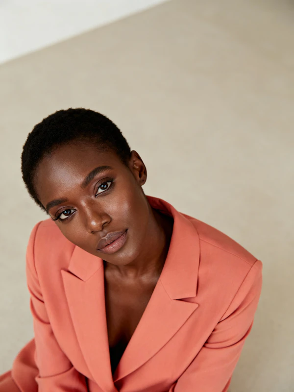 Portrait in Coral Blazer