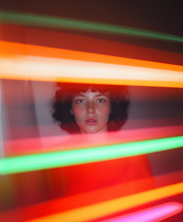 Futuristic Portrait with Light Trails
