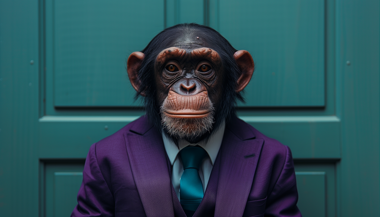 Contemplative Chimpanzee in Suit