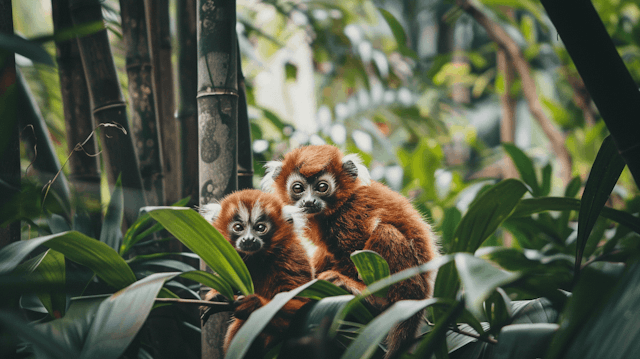 Lemurs in Lush Foliage