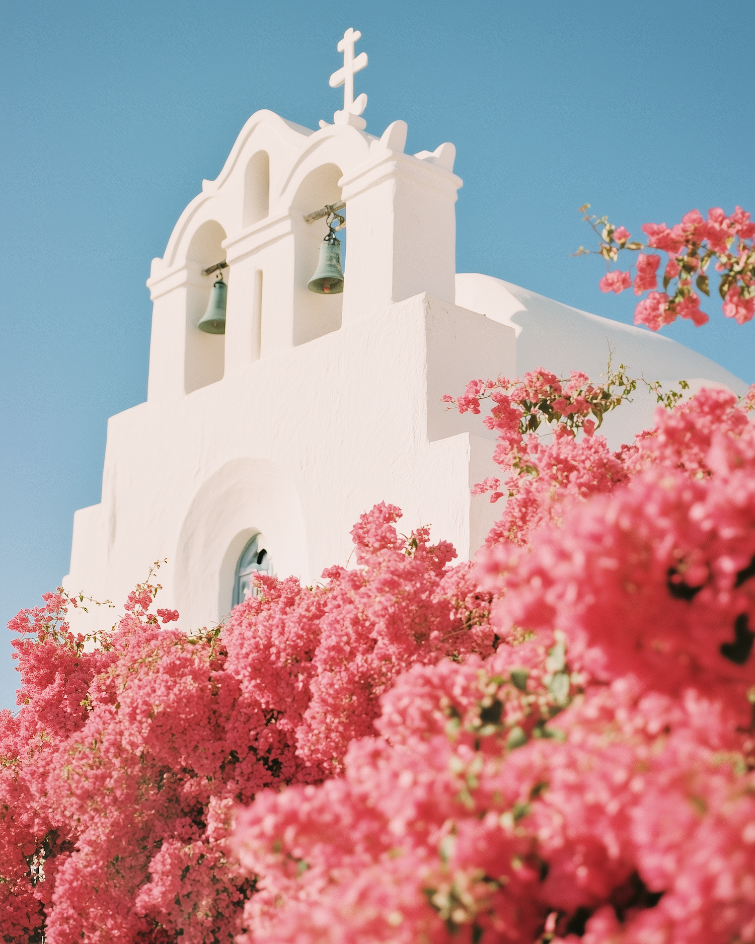 White Church with Bougainvillea