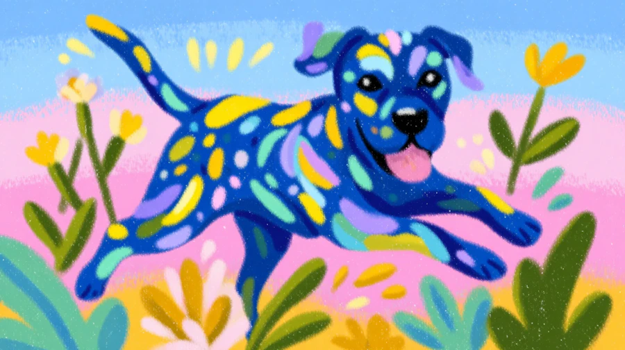 Playful Dog in Flowers