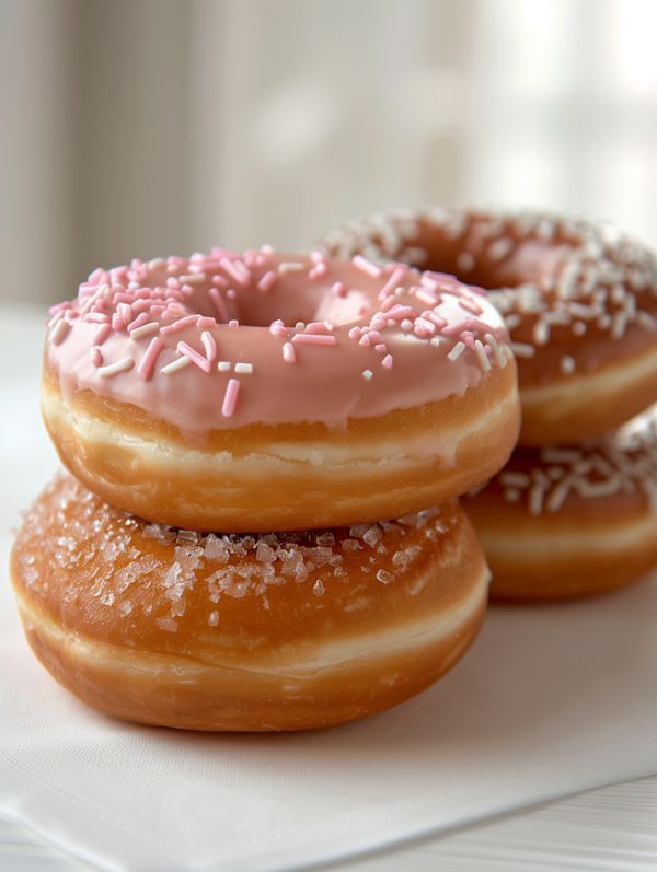 Stack of Three Decorated Donuts