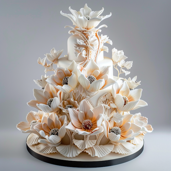 Elegantly Decorated Floral Wedding Cake