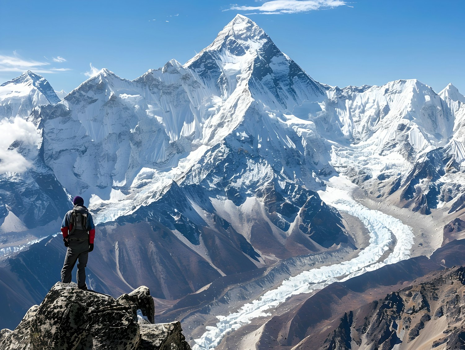 Mountain Landscape with Lone Hiker