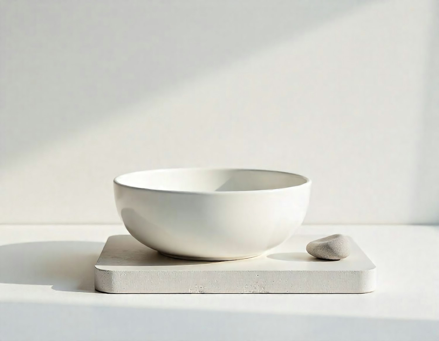 Minimalist Ceramic Bowl and Stone