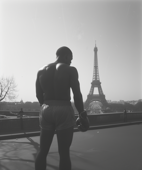 Contemplative Fighter at the Eiffel Tower