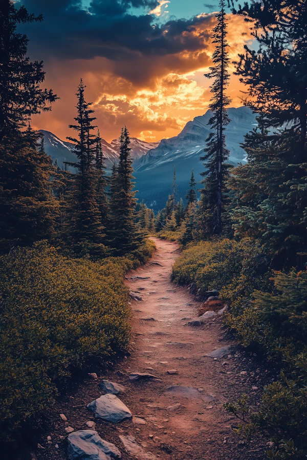 Serene Mountain Landscape at Sunset