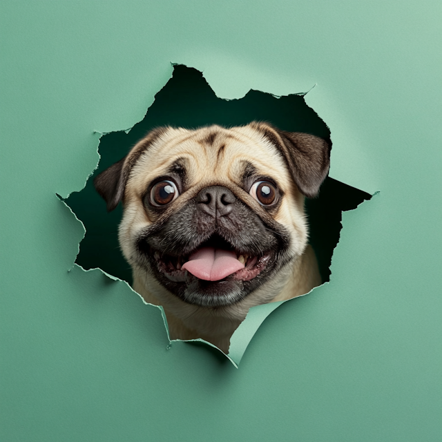 Playful Pug Peeking