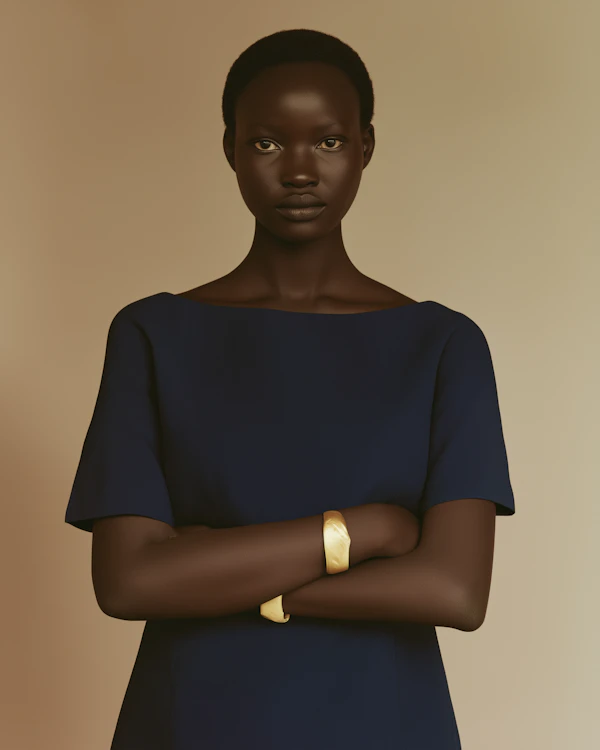 Poised Individual Against Neutral Background