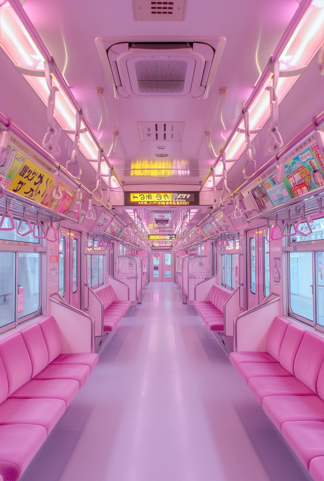 Pink-themed Train Carriage Interior