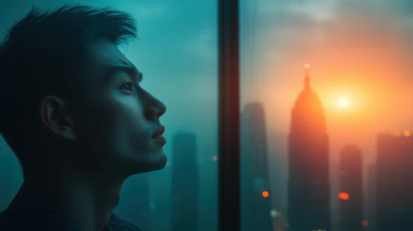Contemplative Sunset Gaze