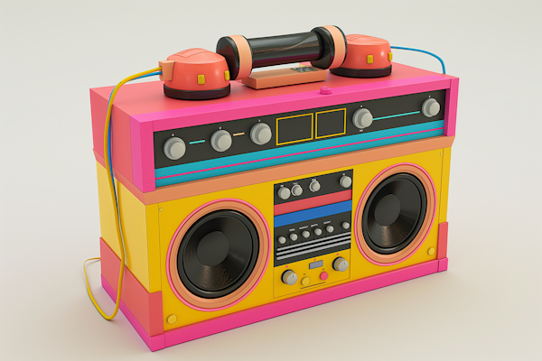 Colorful Retro-Modern Boombox Illustration