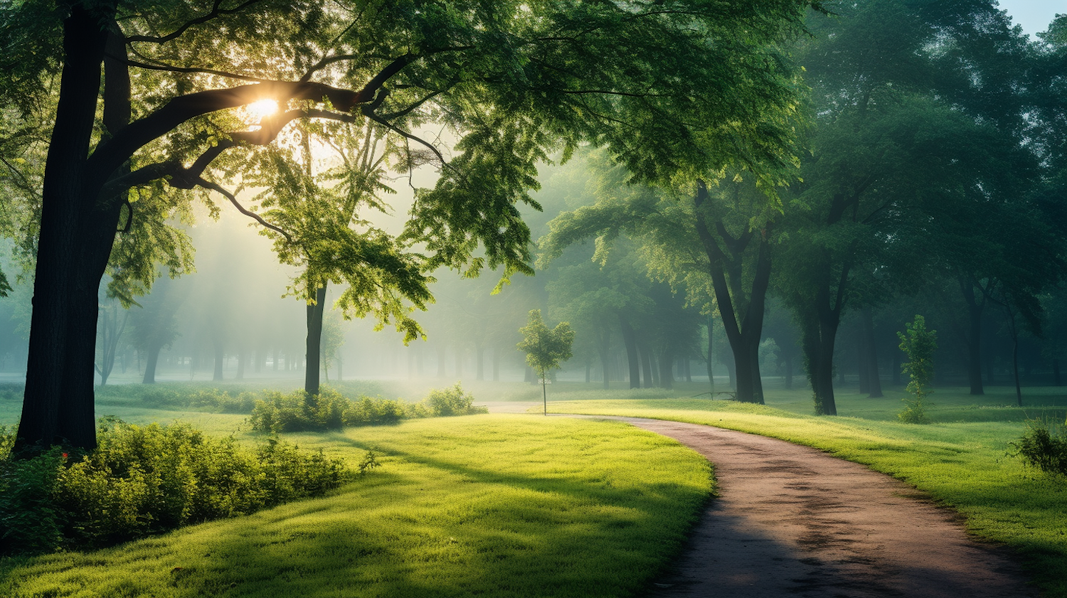 Tranquil Dawn in Lush Park