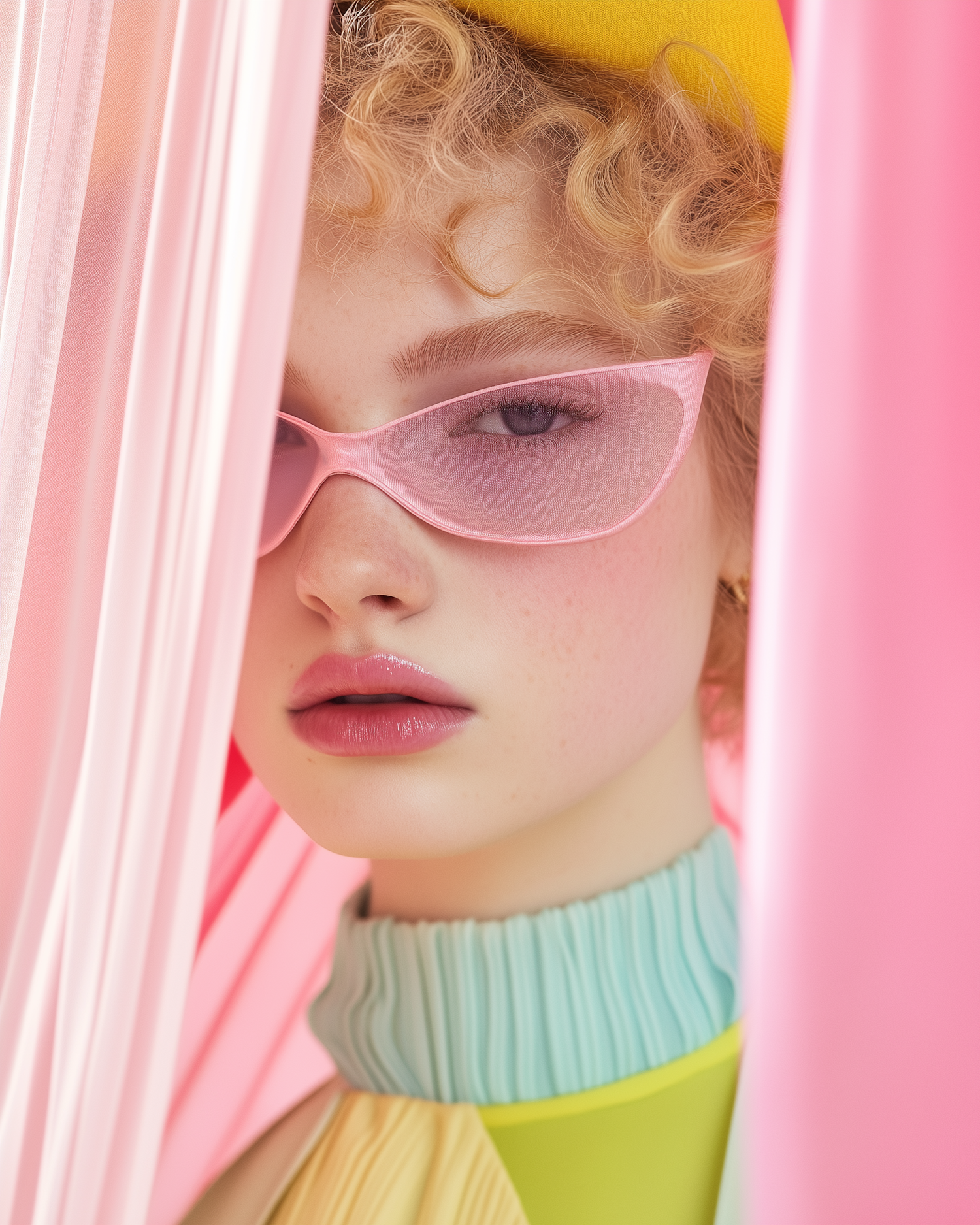 Stylish Portrait with Pink Sunglasses