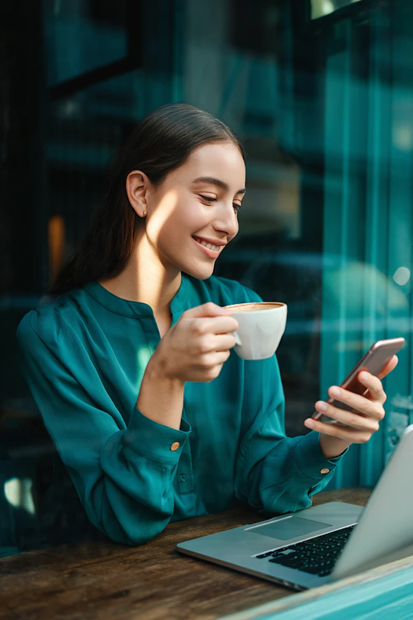 Woman in Cozy Café