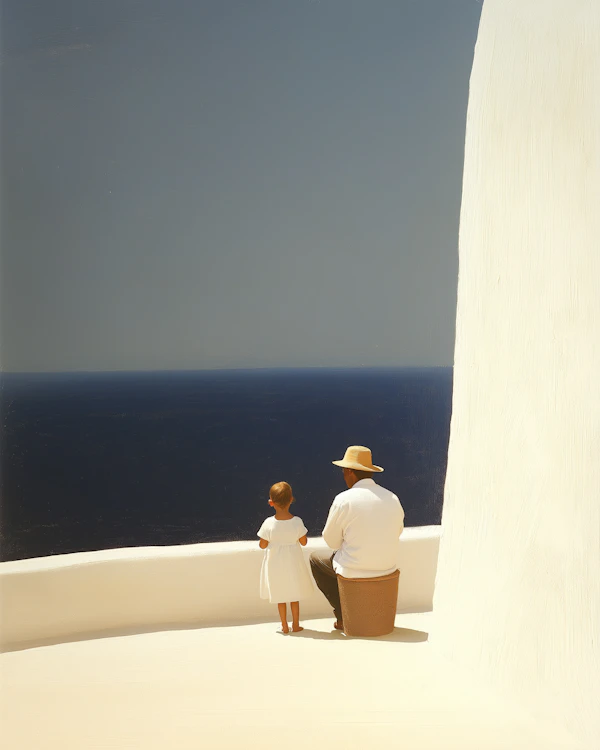 Serene Seascape with Child and Adult