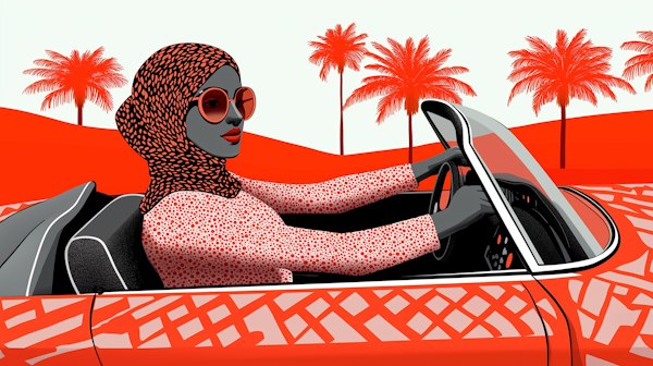 Fashionable Woman Driving Convertible