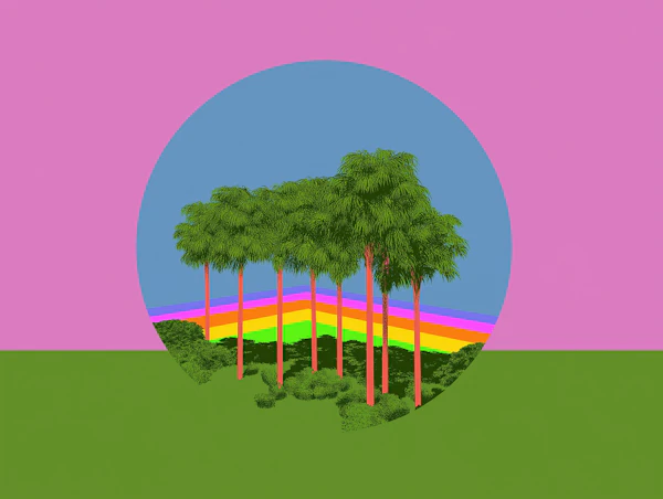 Surreal Colorful Palm Trees Art