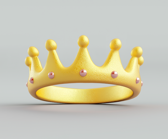 Stylized Golden Crown with Pink Pearls