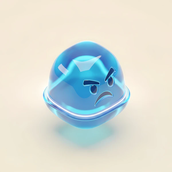 Angry Blue Blob Character