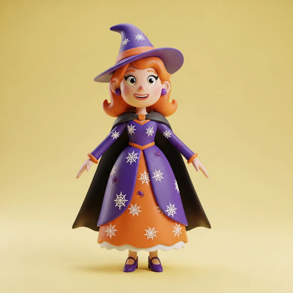 Cheerful Cartoon Witch