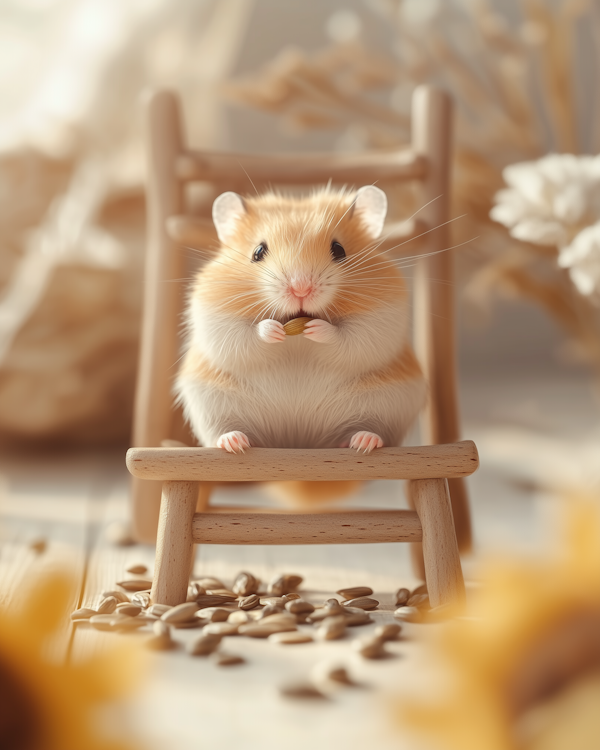 Charming Hamster on Miniature Chair