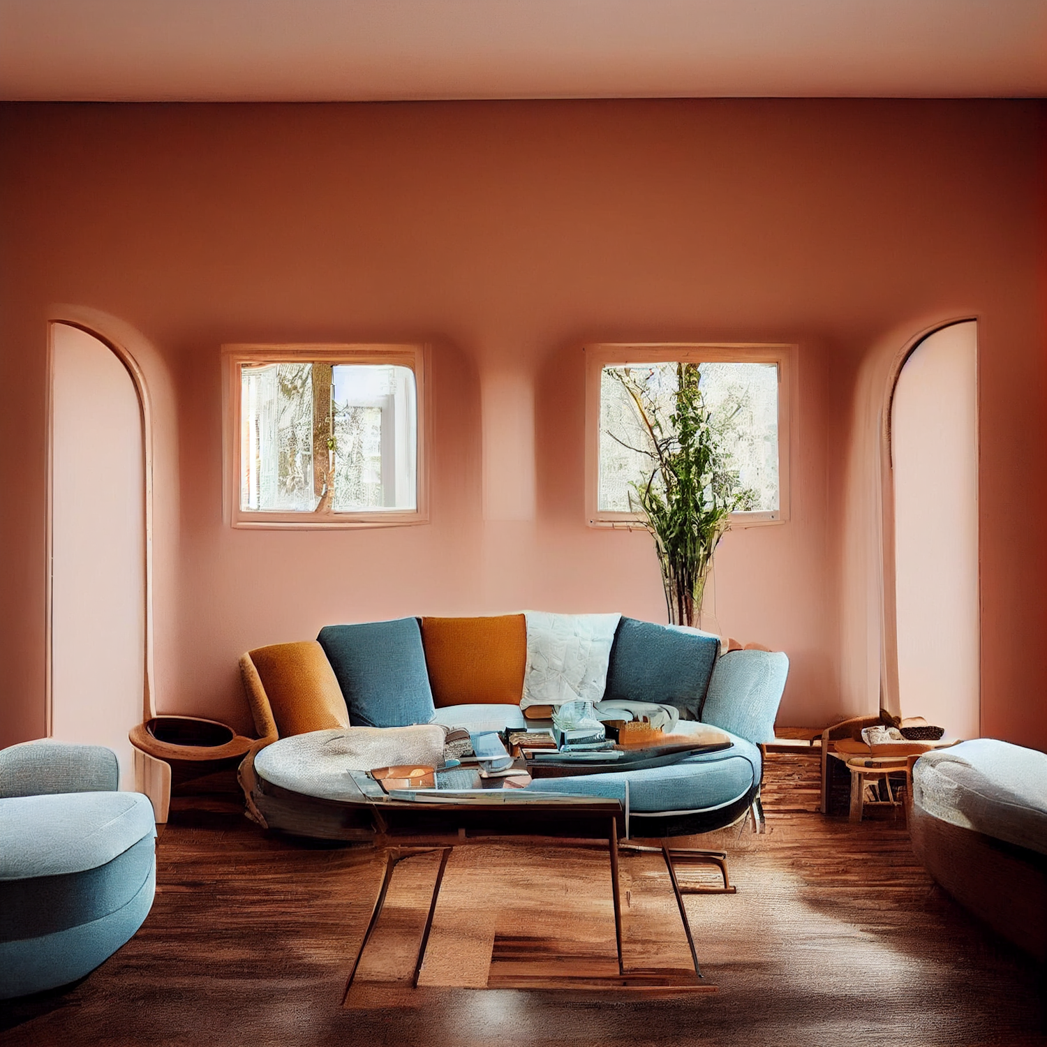 Contemporary Living Room in Warm Tones