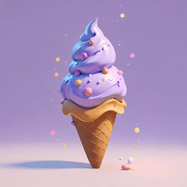 Whimsical Purple Ice Cream Cone
