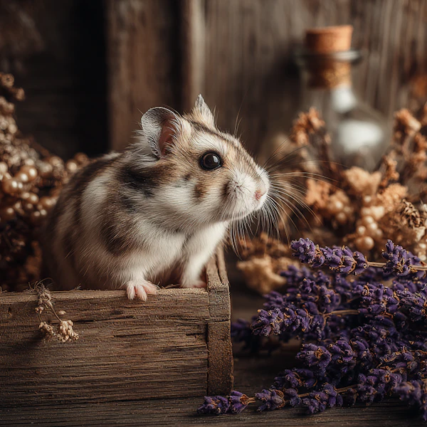 Hamster in Rustic Box
