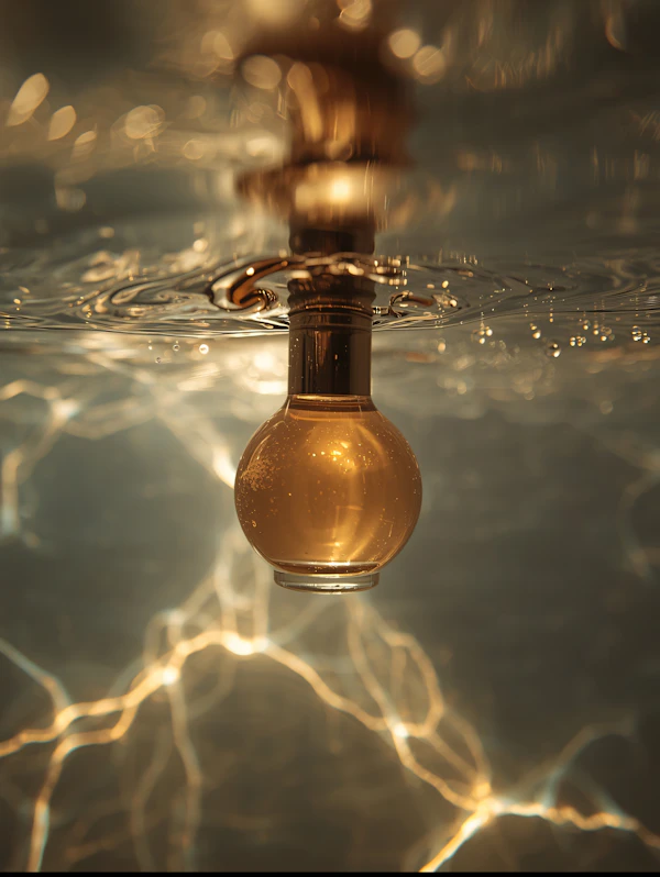 Golden Light Bulb in Water