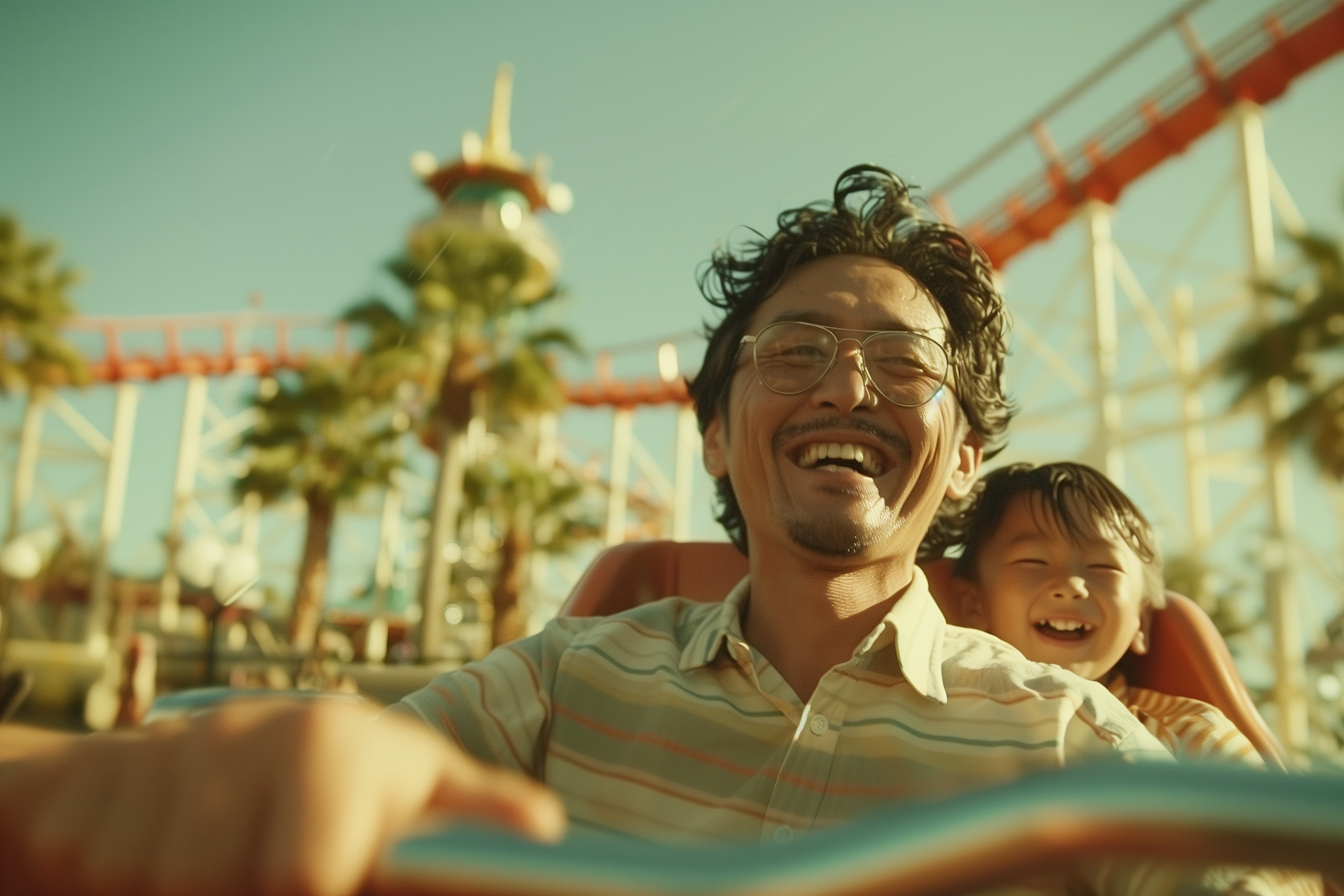 Joyful Ride at Amusement Park