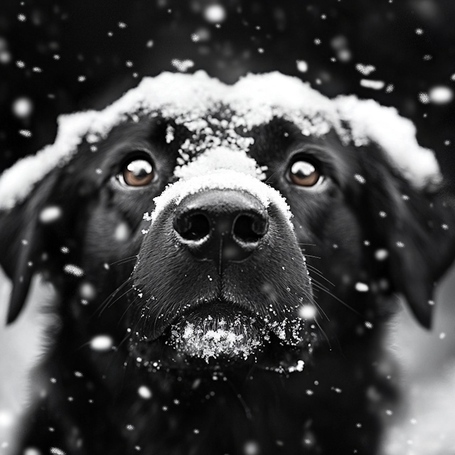 Black Dog in Snow