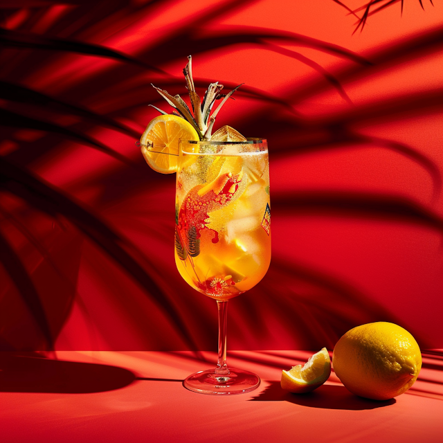 Vibrant Citrus Cocktail with Dragon Design