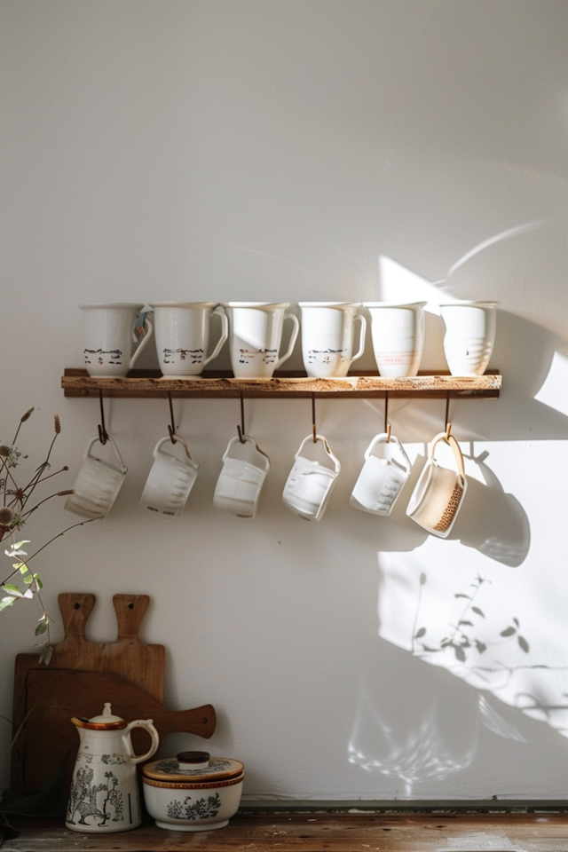 Cozy Kitchen with Cat-Design Mugs