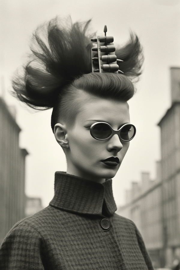 Vintage Fashion Portrait with Futuristic Accents