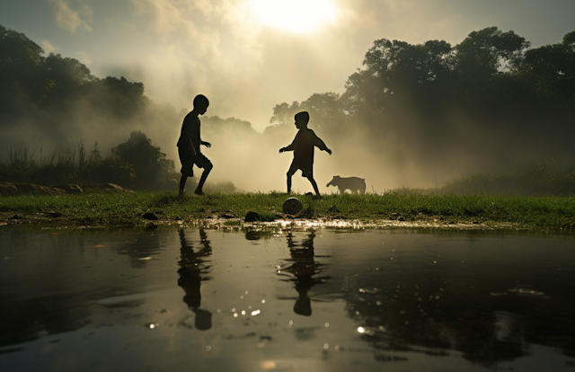 Ethereal Soccer Play at Golden Hour