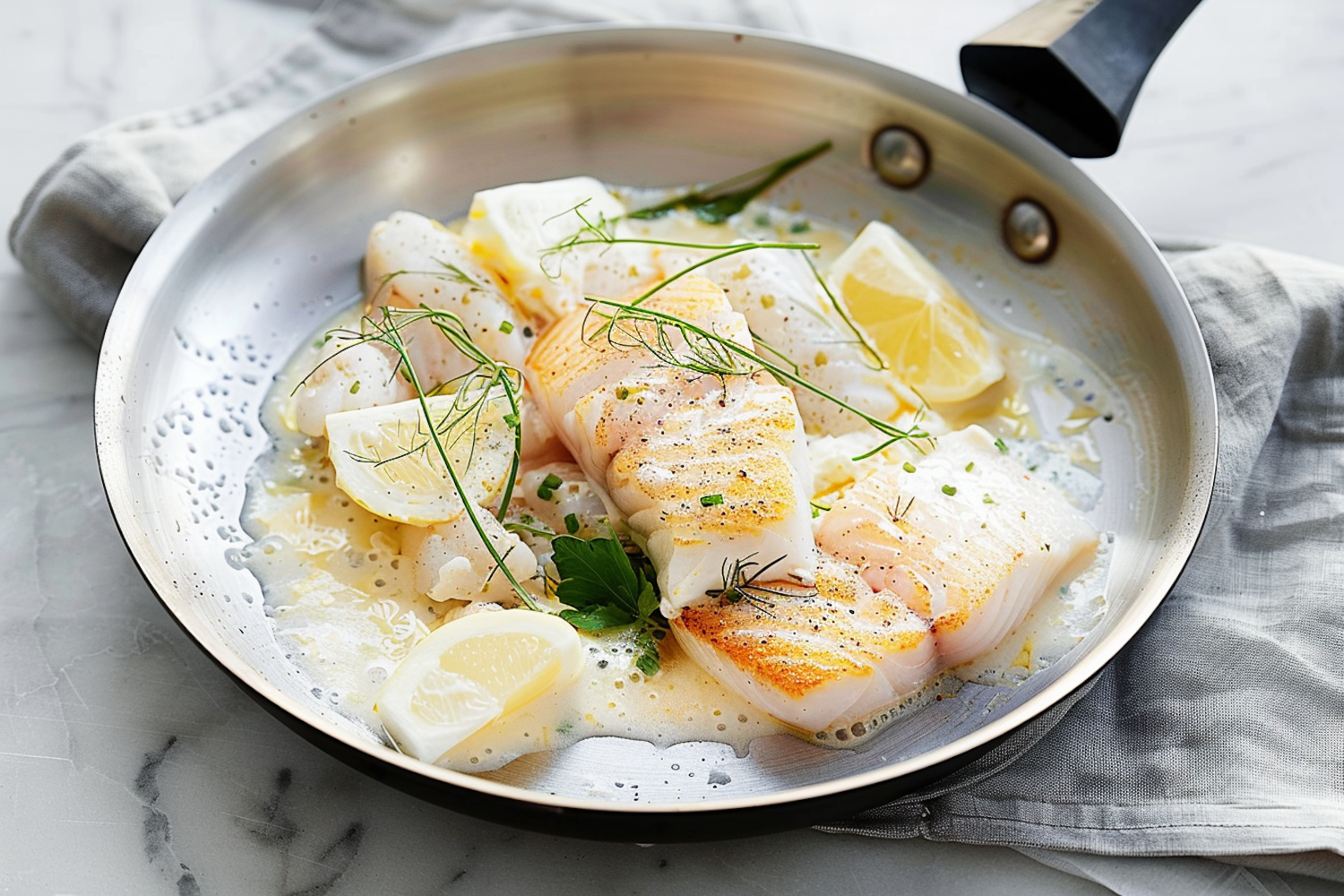 Gourmet White Fish Fillets in Pan