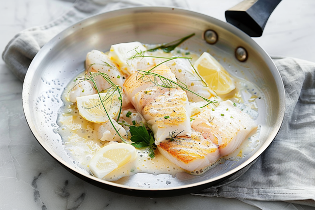 Gourmet White Fish Fillets in Pan