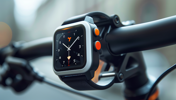 Smartwatch on Bicycle Handlebar