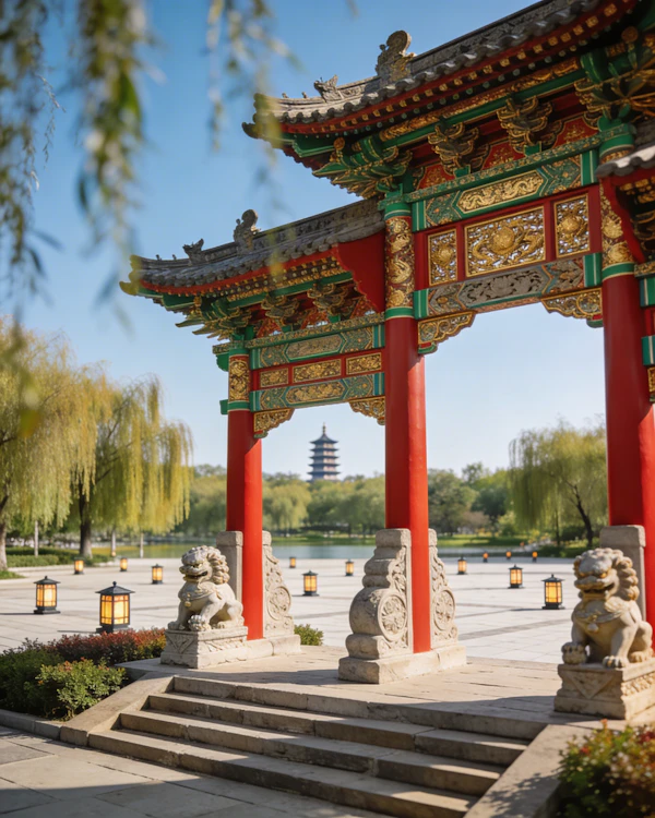 Traditional Gate Scene