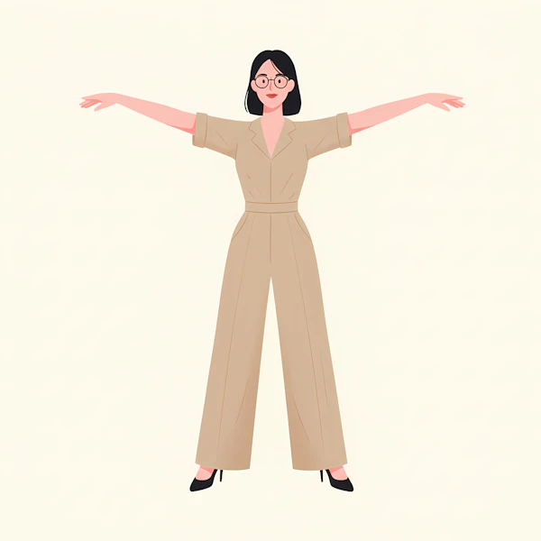 Woman in Beige Jumpsuit