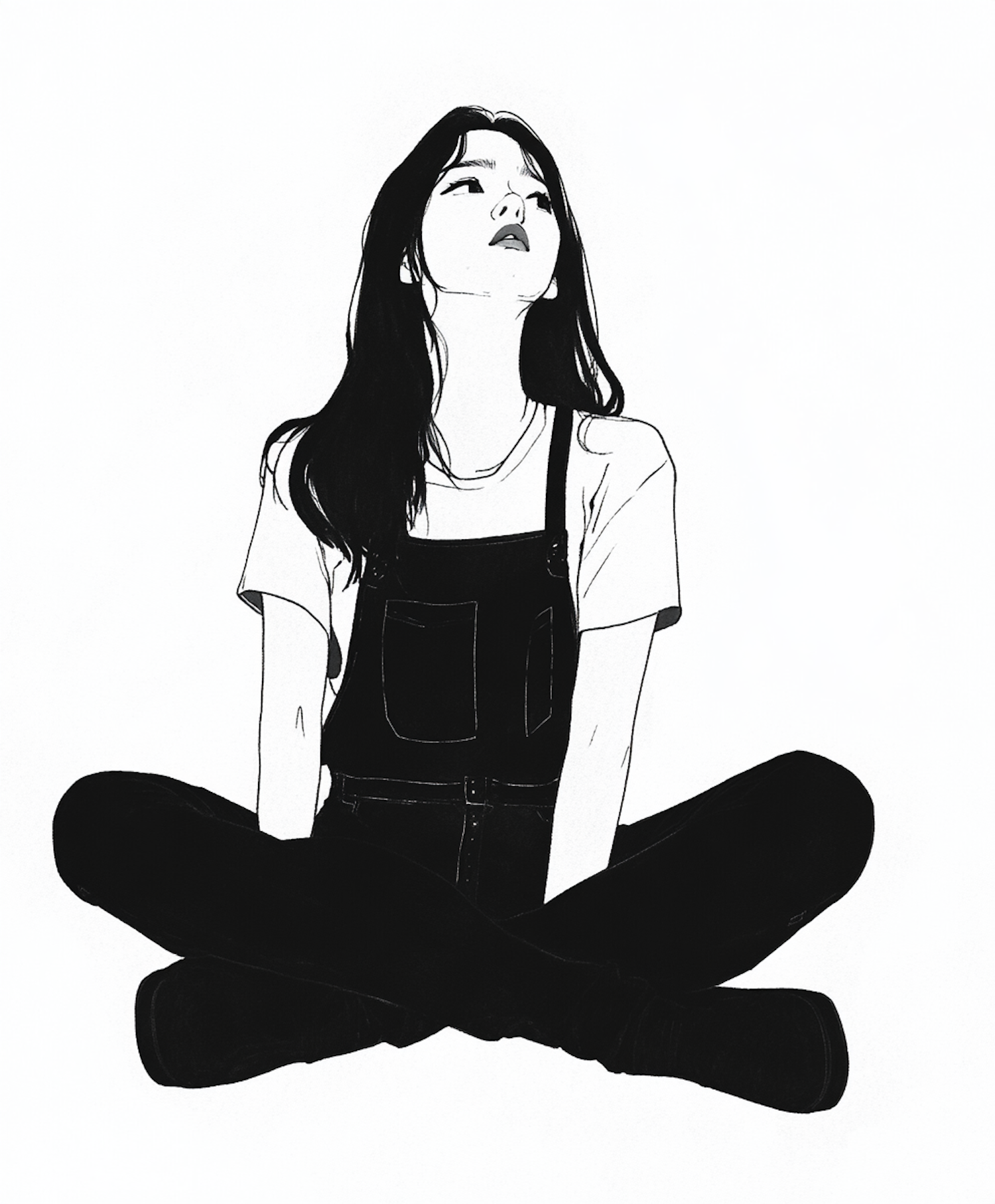 Contemplative Woman Illustration