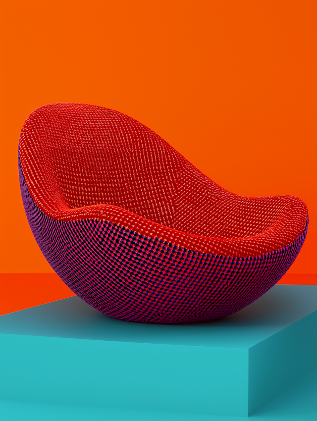 Modern Red and Blue Woven Chair