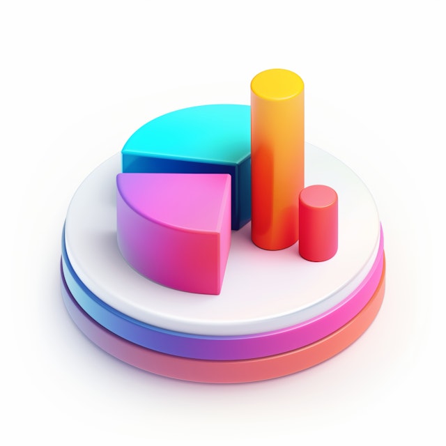 Colorful 3D Pie Chart with Cylindrical Bars