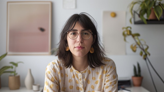 Portrait of a Woman with Medium-Length Dark Hair